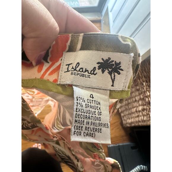 Island Republic Green Orange White Brown Tropical Print Skirt - Picture 5 of 5